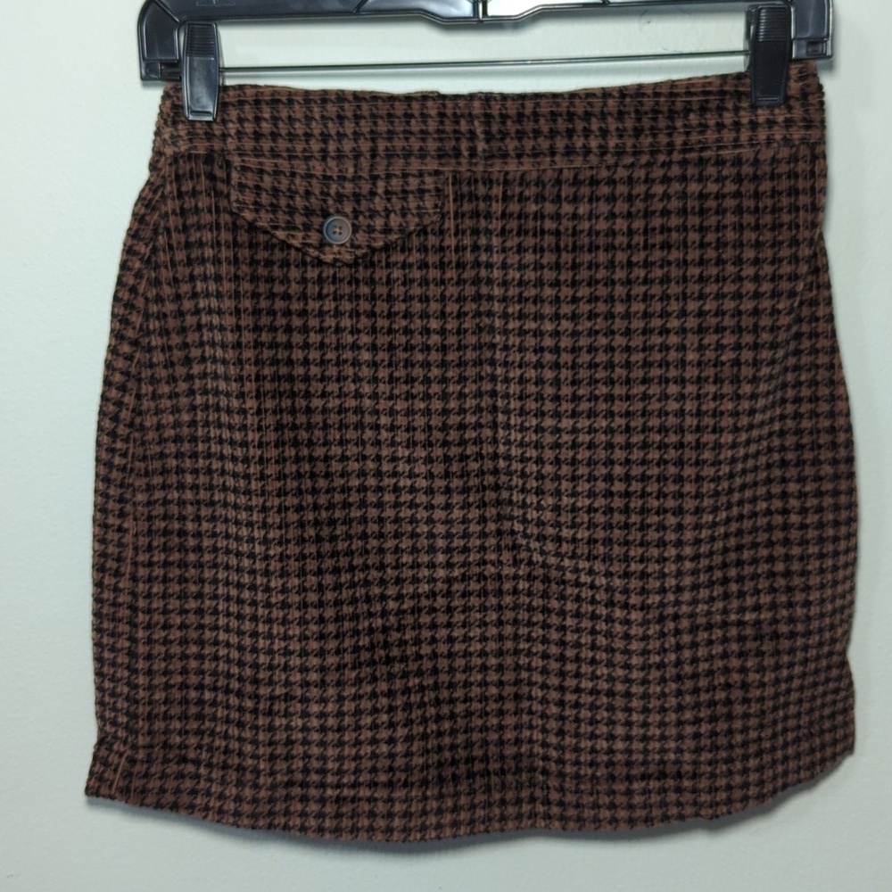 Urban Outfitters Corduroy Mini Skirt Brown Black Houndstooth Women's Size S